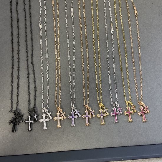 Gucci Classic Cross Pendant Rhinestone Necklace