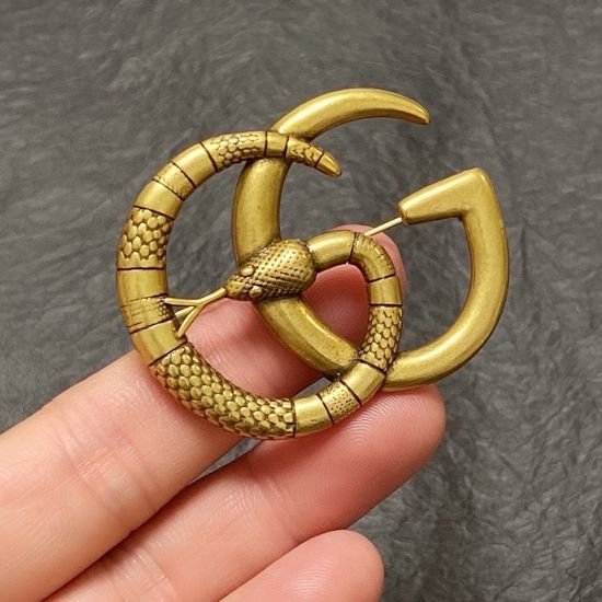 Gucci Bronze Tone Snake Shaped Brooch Versatile Accessory