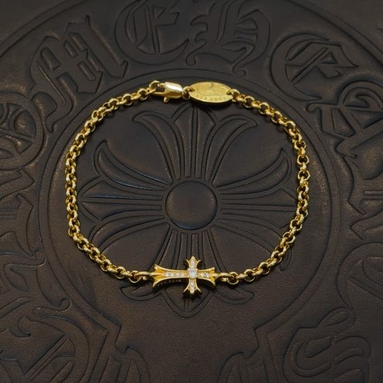 Chrome Hearts Golden Diamond Inlaid Vintage Bracelet