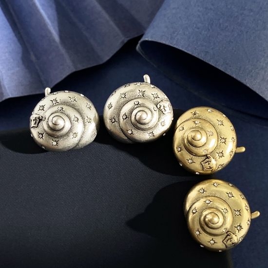 Versace Vintage Embossed Rhinestone Stud Earrings
