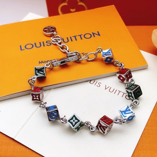 Louis Vuitton LV Square Enamel Colorful Brass Bracelet