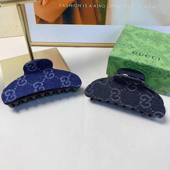 Gucci Embroidered Denim Hair Claw Clip