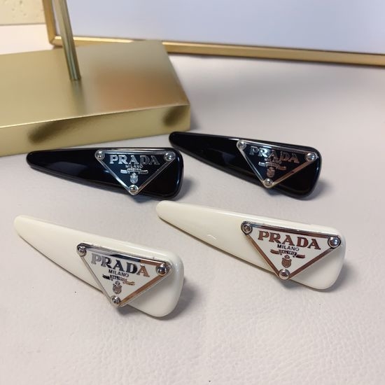 Prada Triangle Logo Side Hair Clips Set