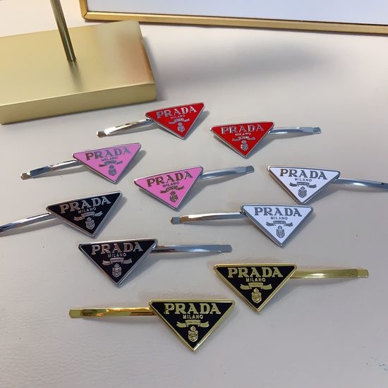 Prada Classic Triangle Decor Hair Clips Pair
