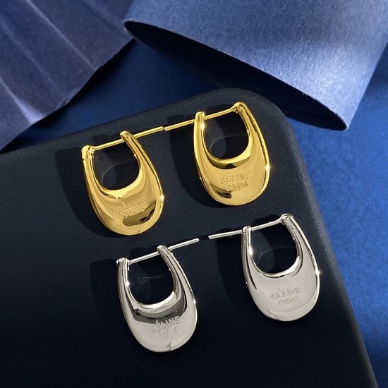 Celine Small Oval Drop Metal Earrings Accessory