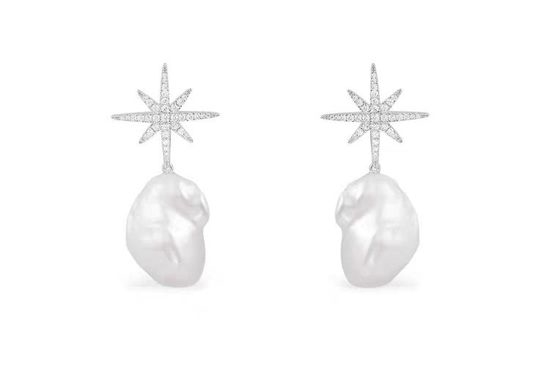 Apm monaco Hexagram Pearl Drop Earrings