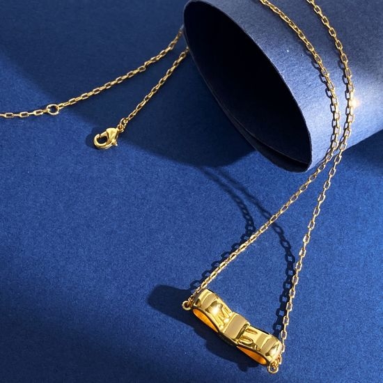 Prada Glossy Bow Pendant Necklace Accessory