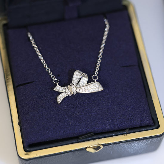 Graff Luxury Bow Pendant Necklace with Sparkling Gems