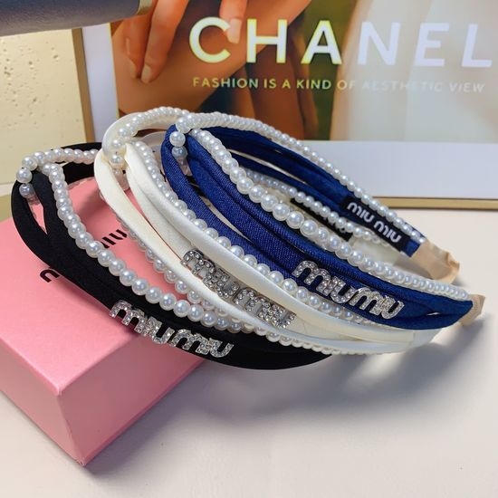 Miu Miu Pearl Logo Hair Headband