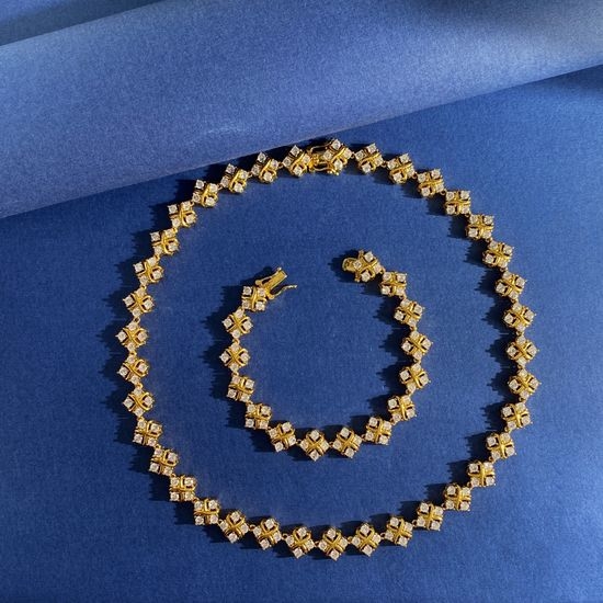 Tiffany & Co. Cross Rhinestone Bracelet Necklace Set