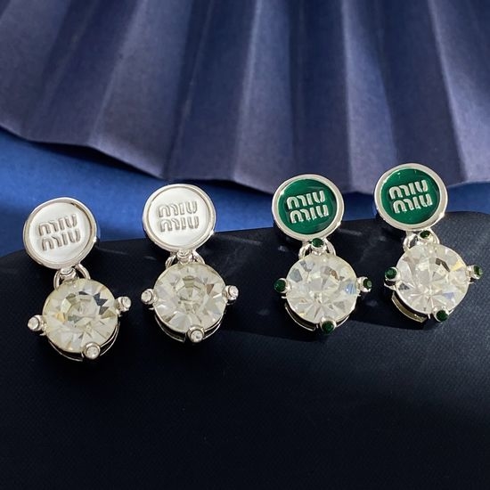 Miu Miu Rhinestone Embellished Round Stud Earrings