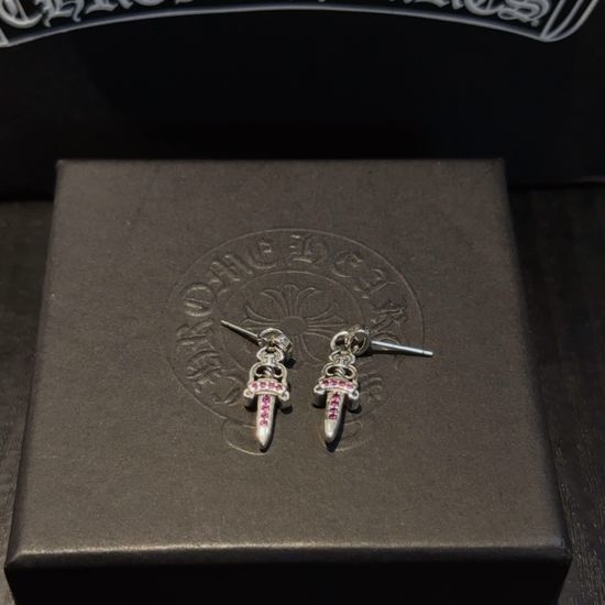 Chrome Hearts Sword Diamond Stud Earrings with Retro Charm