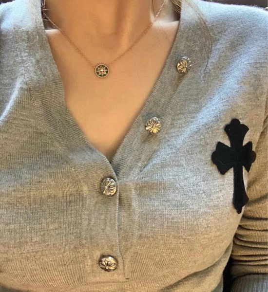 Christian Dior CD Black Mother of Pearl Pendant Necklace