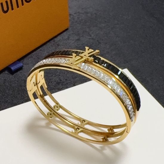 Louis Vuitton LV Engraved Slim Diamond Accent Bangle