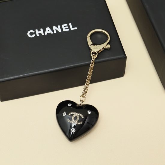 Chanel Reversible Heart Shaped Key Chain Accessory
