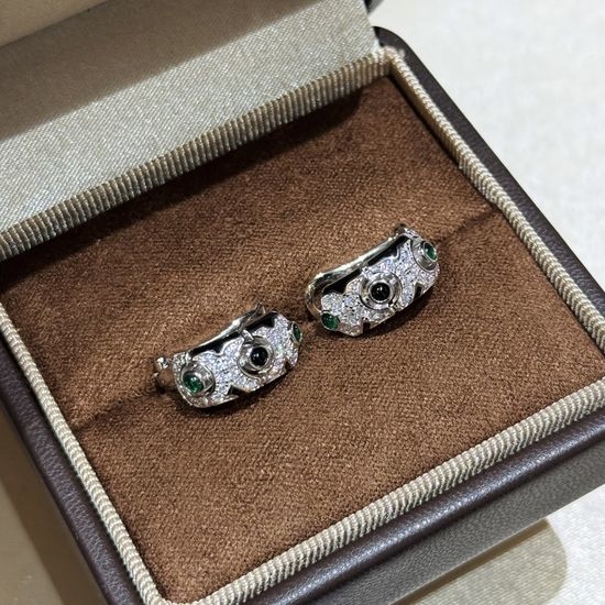 Cartier Enamel Pavé Emerald Clip Earrings