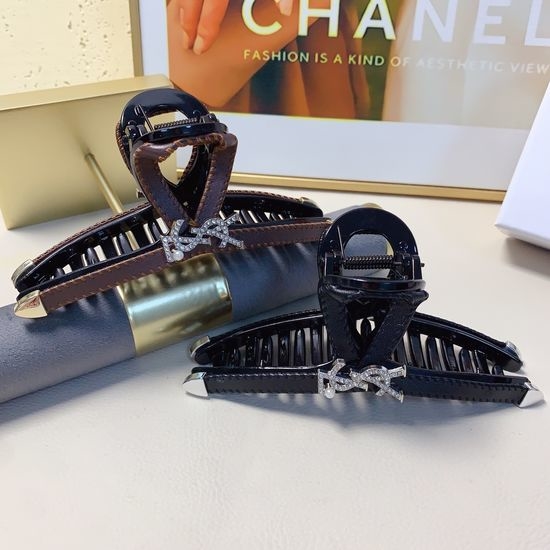 Yves Saint Laurent YSL Leather Logo Hair Claw Clip