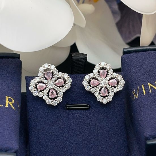 Harry Winston Pink Marquise Cut Rhinestone Earrings
