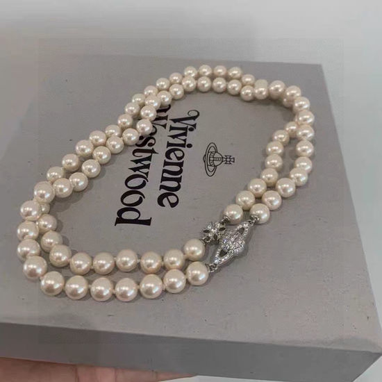 Vivienne Westhood Classic Double Layer Pearl Saturn Necklace