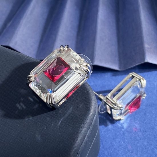 Swarovski Geometric Octagonal Clear Crystal Stud Earrings