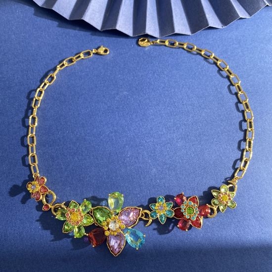 Swarovski Colored Zircon Flower Necklace