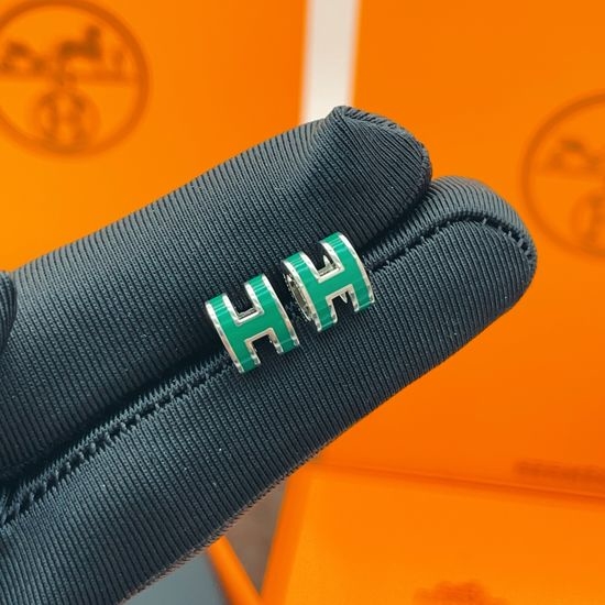 Hermes Minimalist H-shaped Mini Silver Stud Earrings