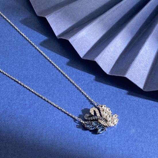 Swarovski Double Swan Pendant Necklace
