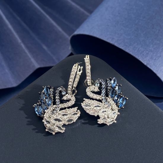 Swarovski Double Swan Pendant Earrings