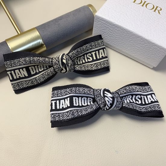 Christian Dior CD Ribbon Bow Hair Spring Clip