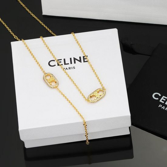 Celine Simple Fashion Brass Necklace Bracelet