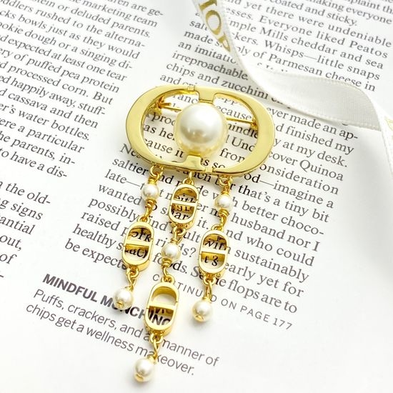 Christian Dior CD Pearl Tassel Elegant Brooch