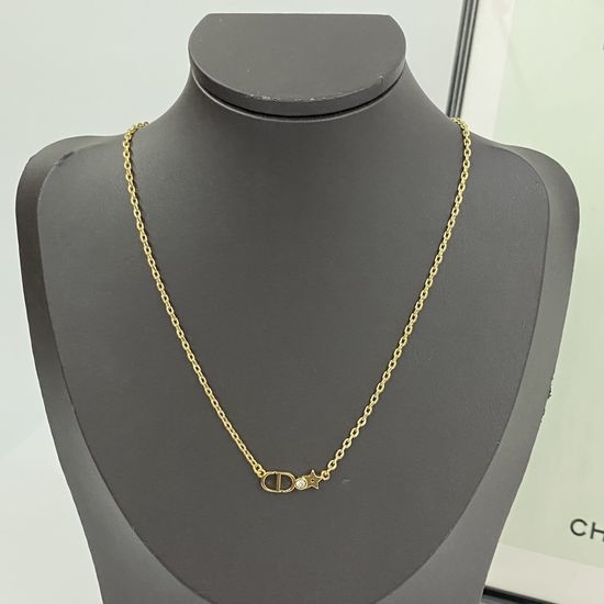 Christian Dior CD Minimalist Crystal Star Necklace Delicate Design