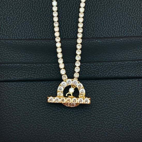 Hermes Diamond Encrusted Circular Necklace