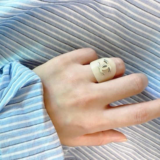 Chanel Vintage Acrylic Double C Ring
