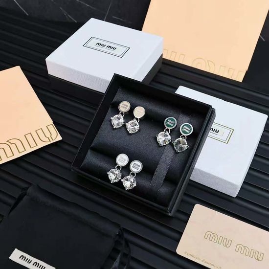 Miu Miu Enamel Button Diamond Earrings