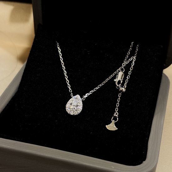 Graff Elegant Water Drop Zircon Silver Necklace