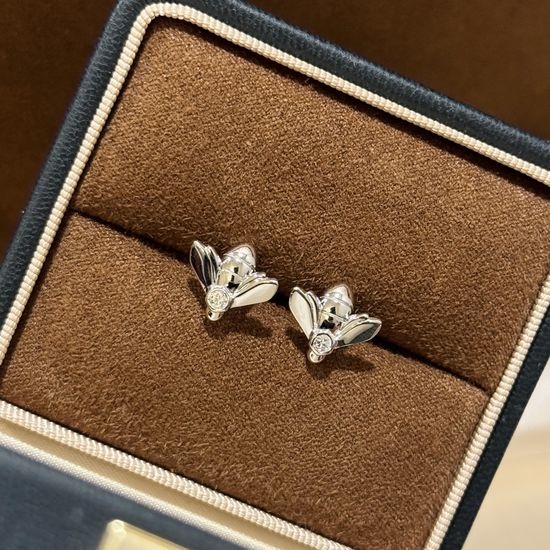 Cartier Honeycomb Bee Design Silver Earrings