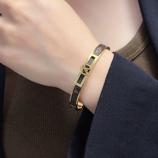 Louis Vuitton LV Engraved Logo Print Bracelet