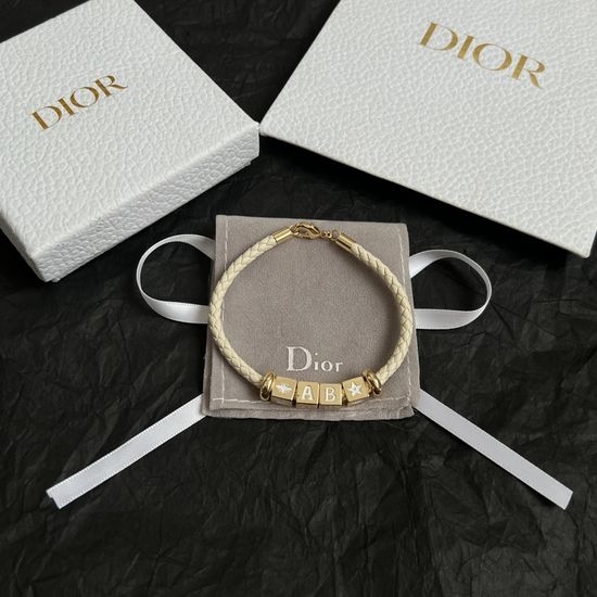 Christian Dior CD Cowhide Braided Adjustable Bracelet