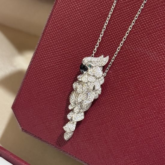 Cartier Lifelike Parrot Pendant Necklace