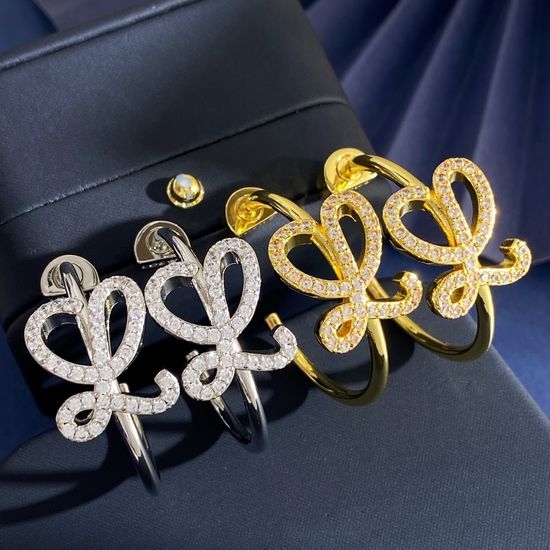Loewe Rhinestone Initial Large Hoop Earrings