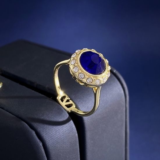 Valentino Sapphire Rhinestone Edge Band Ring