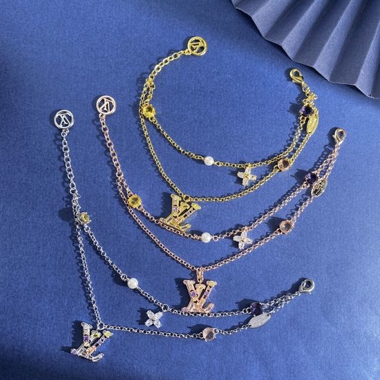 Louis Vuitton LV Diamond Pearl Double Chain Bracelet