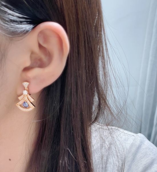 Bvlgari Zircon Diamond Inlaid Fan Shaped Earrings
