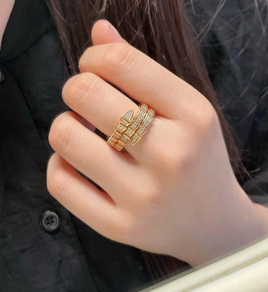 Bvlgari Triple Snake Ring Fully Covered with Diamonds