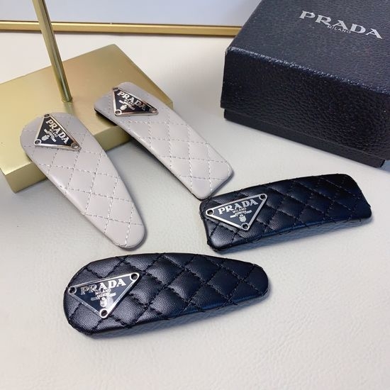 Prada Quilted Triangle Hair Clip Set of Two