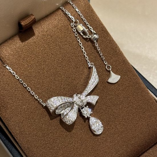 Polo Ralph Lauren Bowknot Drop Necklace with Square Diamonds