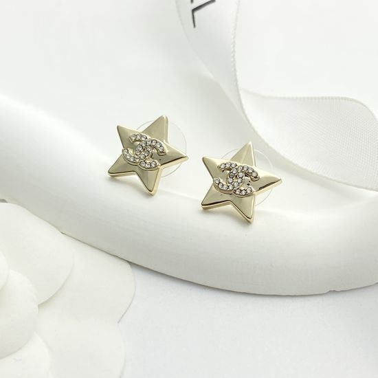 Chanel Rhinestone Star Decor Stud Earrings