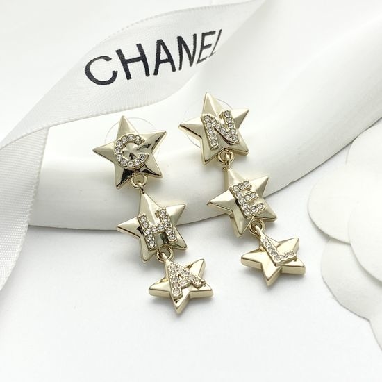 Chanel Tassel Star Rhinestone Drop Earrings
