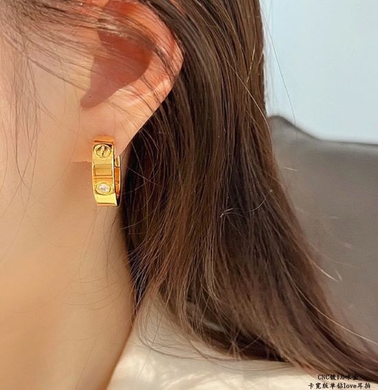 Cartier Single Diamond Wide Hoop Earrings